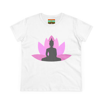 Buddha Lotus Women's Cotton Tee | Bubblegum | Mindfulness & Yoga Apparel