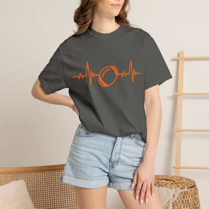 Football Heartbeat Graphic Tee | Soft Cotton T-Shirt for Football Fans