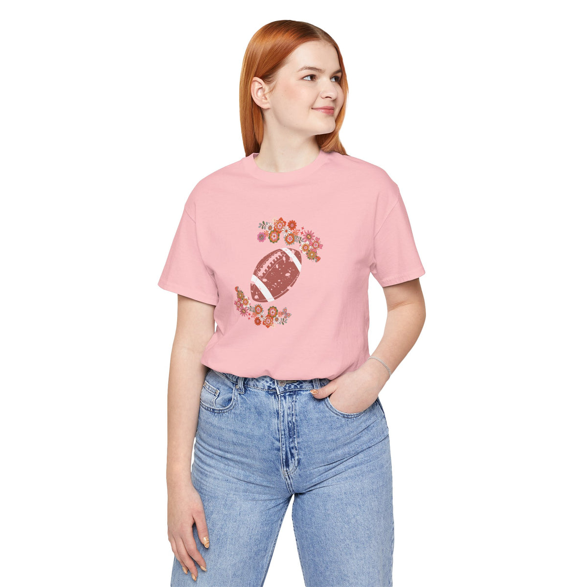 Vintage Floral Football Graphic Tee | 60s Hippie Style