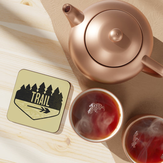 Wooden Hiking Trail Sign Coaster in Ecru