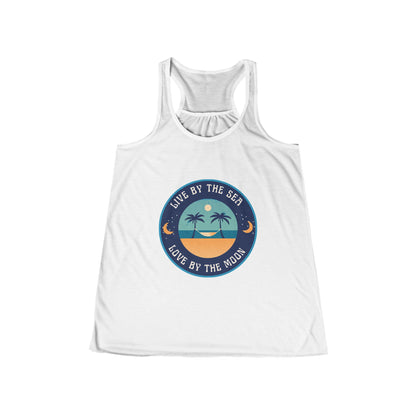 Live By The Sea Love By The Moon Women's Flowy Racerback Tank