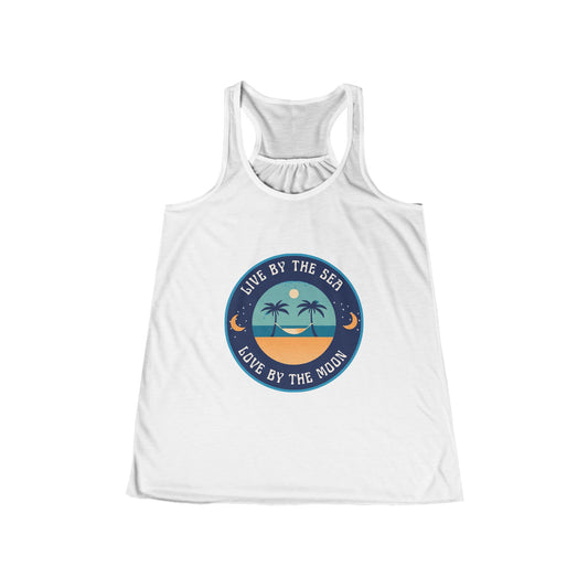 Live By The Sea Love By The Moon Women's Flowy Racerback Tank