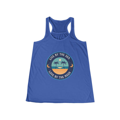 Live By The Sea Love By The Moon Women's Flowy Racerback Tank