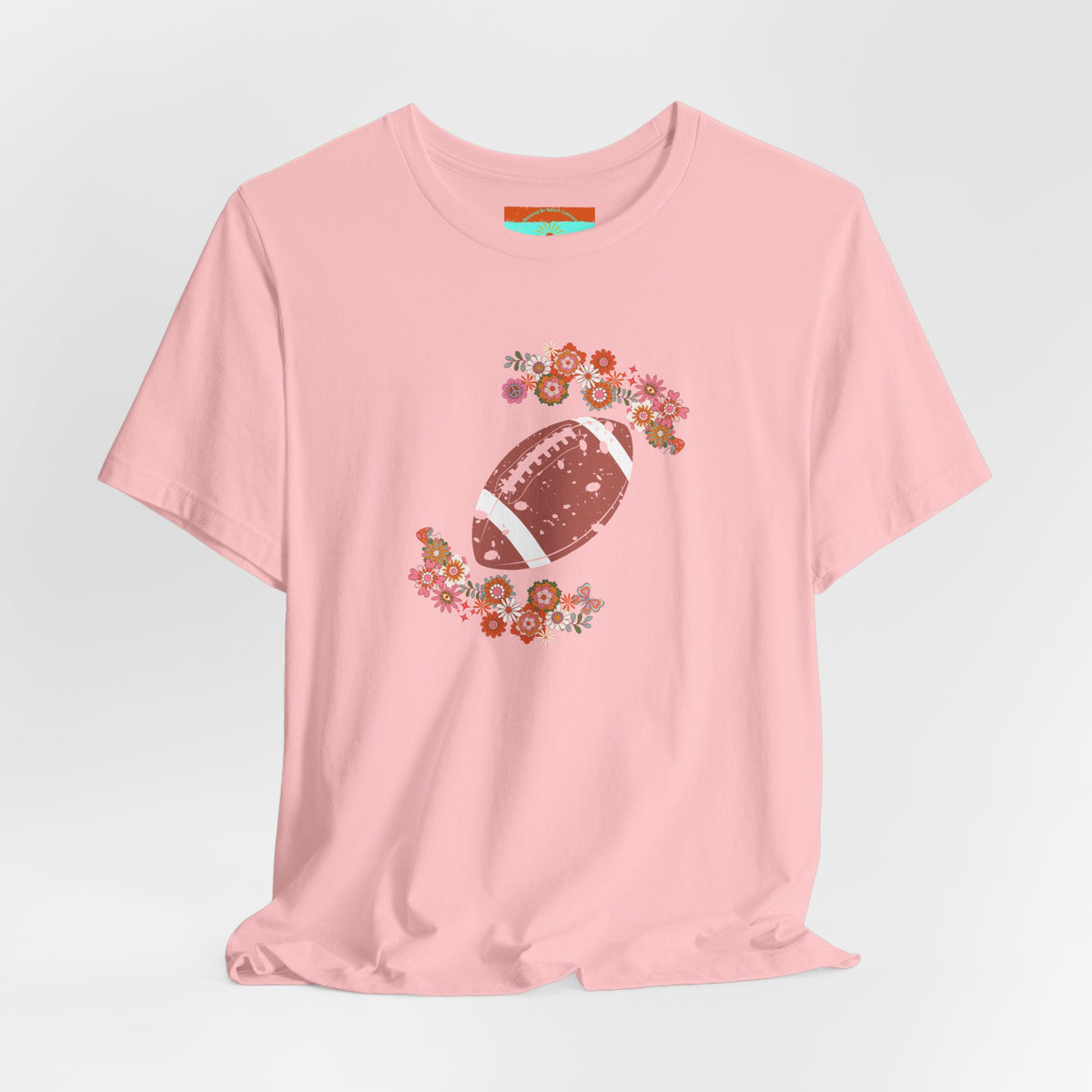 Vintage Floral Football Graphic Tee | 60s Hippie Style