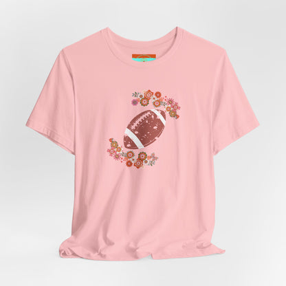 Vintage Floral Football Graphic Tee | 60s Hippie Style