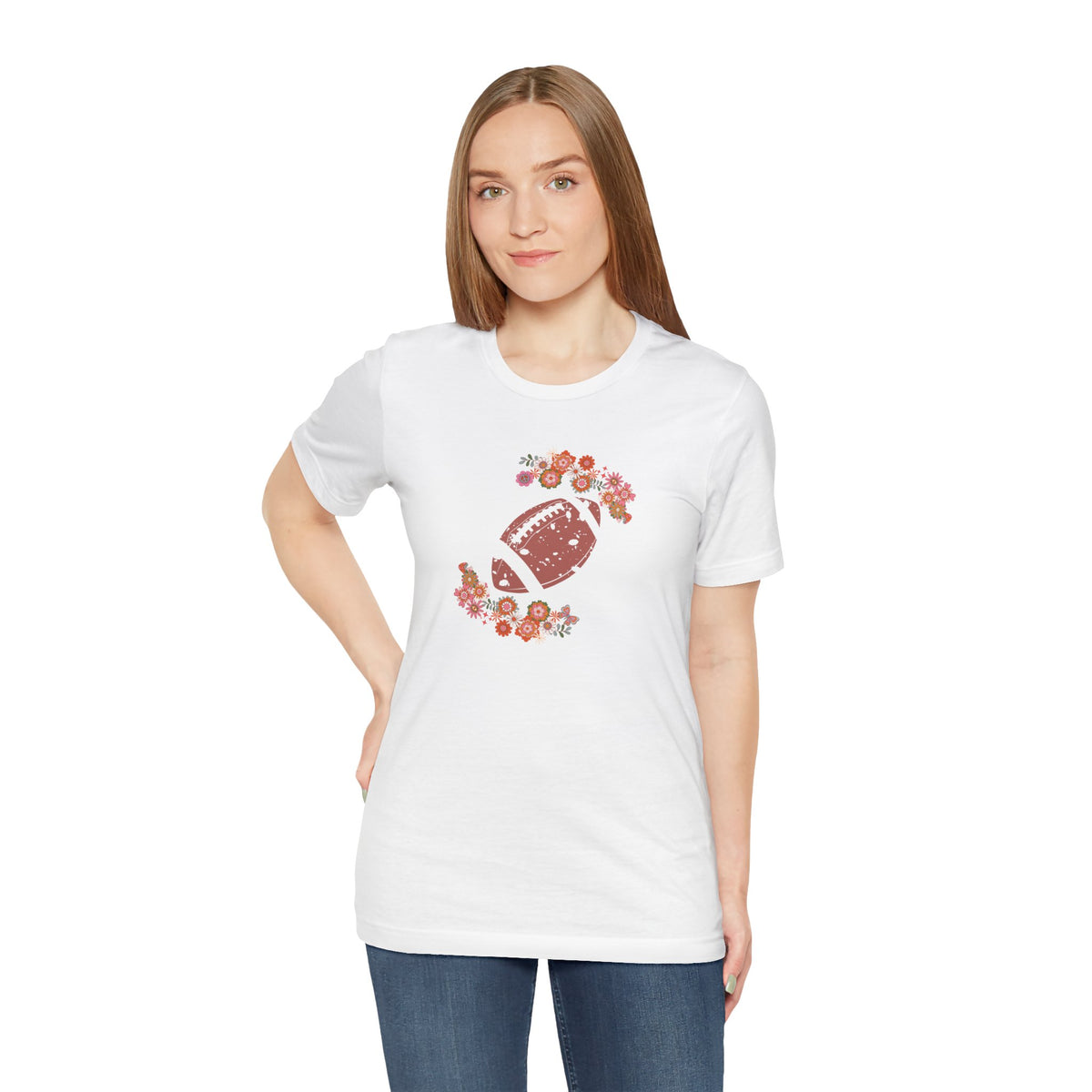 Vintage Floral Football Graphic Tee | 60s Hippie Style
