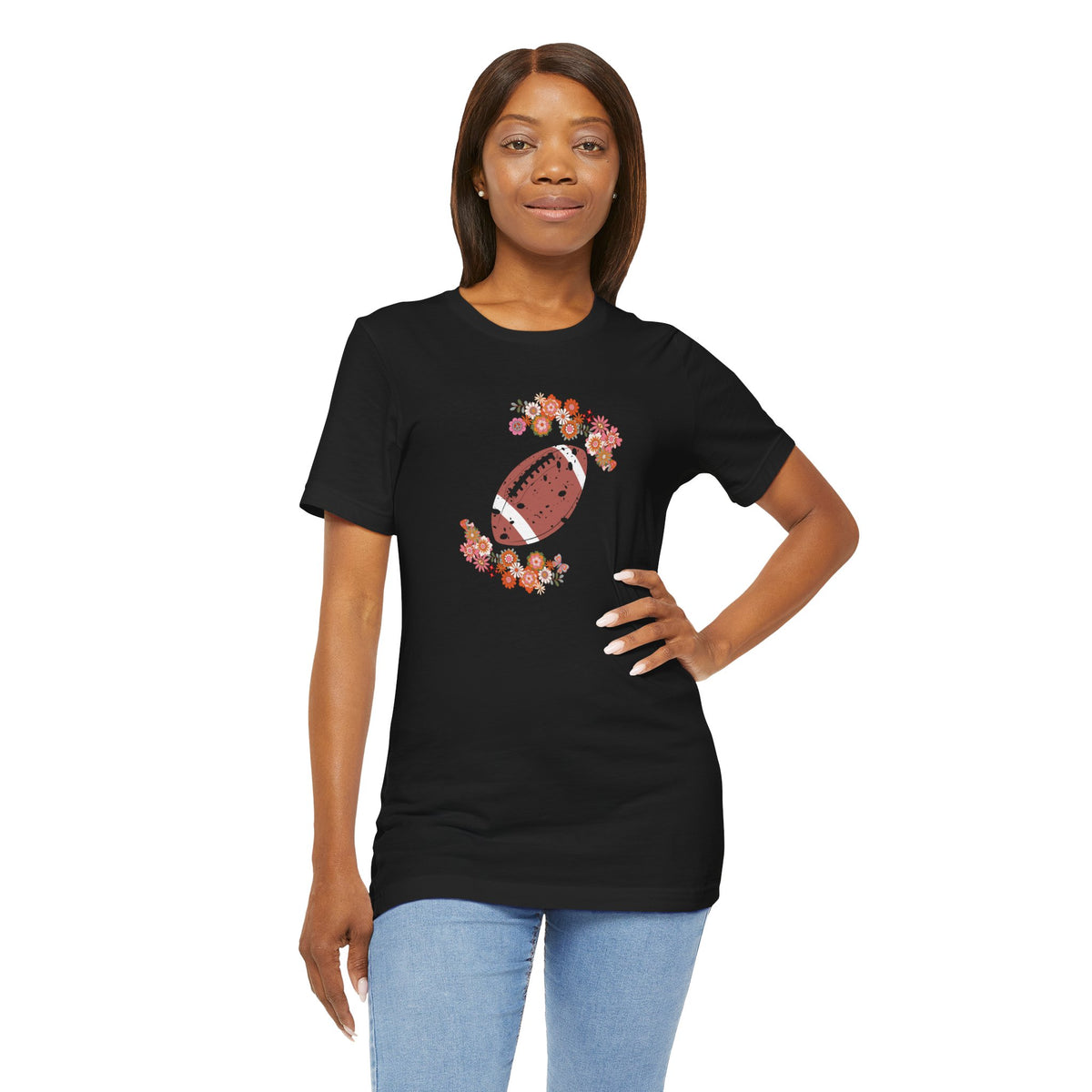 Vintage Floral Football Graphic Tee | 60s Hippie Style