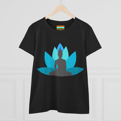 Buddha Lotus Women's Cotton Tee | Tranquil | Mindfulness & Yoga Apparel