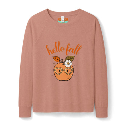 Hello Fall Retro Apple Sweatshirt — Women's Cozy Autumn Crewneck