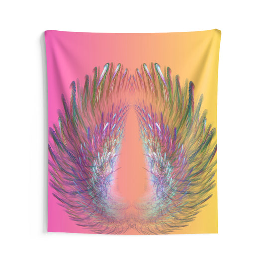 Angel Wings Wall Tapestry with Pink to Yellow Ombre -  68x80 Inches - Perfect for Your DMB Gorge Campsite - Perfect for Photos