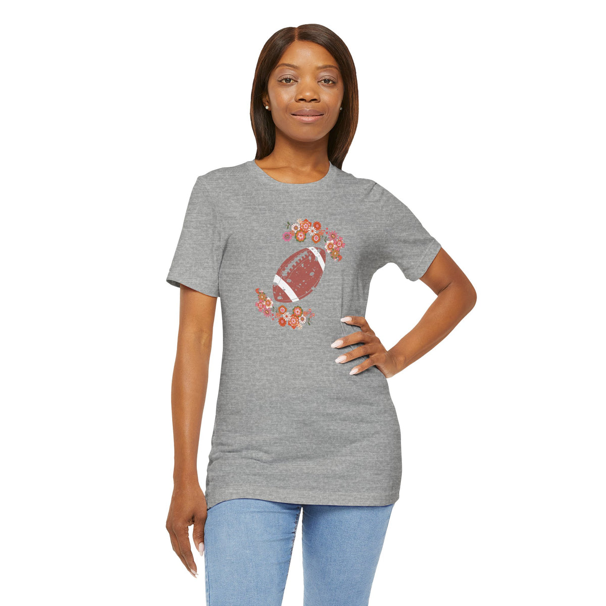 Vintage Floral Football Graphic Tee | 60s Hippie Style