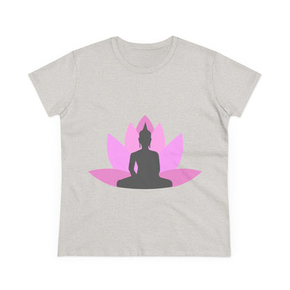 Buddha + Lotus Flower Bubblegum Women's Midweight Cotton Tee