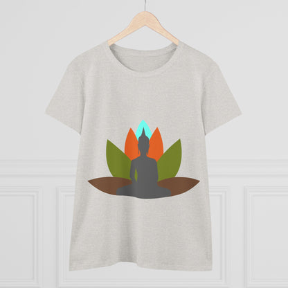 Buddha + Lotus Flower Earth Women's Midweight Cotton Tee