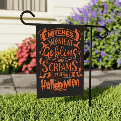 Halloween Garden Banner | Witches Monsters Goblins & Screams
